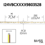 FlexLED Bi-Colour 3000K - 5600K 24V (CCT Adjustable) 196 LED/meter Indoor Bare end wires