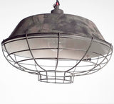 Pendant Light - Black Metal w/Cage - Aged