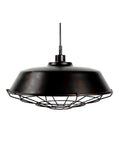 Pendant Light - Black Metal w/Cage