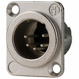 Receptacle - 5 pole male - solder cups - Nickel housing - silver contacts