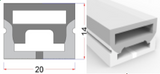 Flex Channel US-N2014T 20x14mm 12mm PCB Domed per Meter