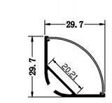 Z-A265-1 Channel Anodized 30x30mm Corner/Hanging Curved Lens 2.44m